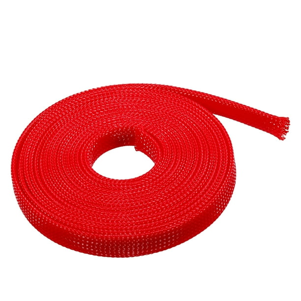 PET Cable Wire Wrap 8mm Expandable Braided Sleeving Red 5M Length