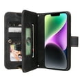 thumbnail image 5 of Dteck for Apple iPhone 14 Wallet Case for Women Men, Sturdy PU Leather Case Magnetic Flip Zipper 7 Cards Holder Wristlet & Shoulder Strap Kickstand Phone Case, Black, 5 of 5