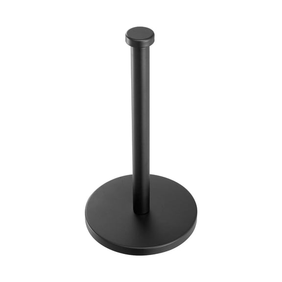 Paper Towel Holder Countertop, Stainless Steel Paper Towel Stand for Kitchen - Black, Weighted Non-Slip Base, Easy Tear, Fits Mega Rolls
