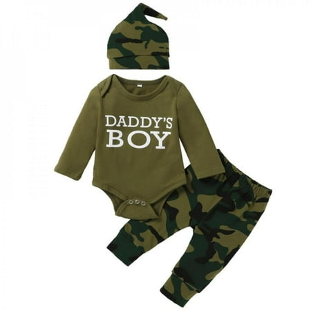 

Malisata 3Pcs/Set Baby Boy Clothes Set Outfit Long Sleeve Letter Printed Romper Pants Hat Setborn Boys Infant Clothes