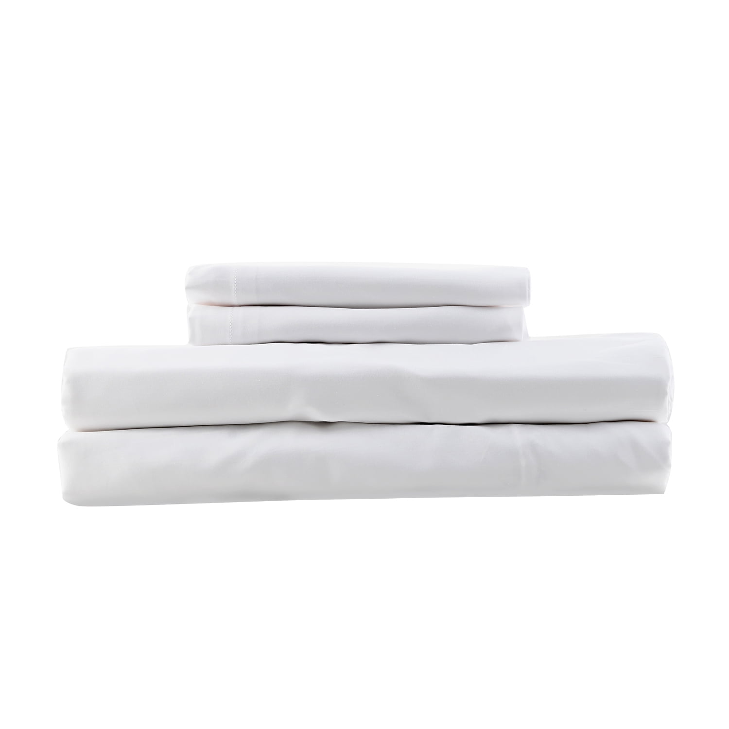 HOMESTEAD White 300 TC 100% Percale Cotton Solid Breathable Sheet Set-Full 