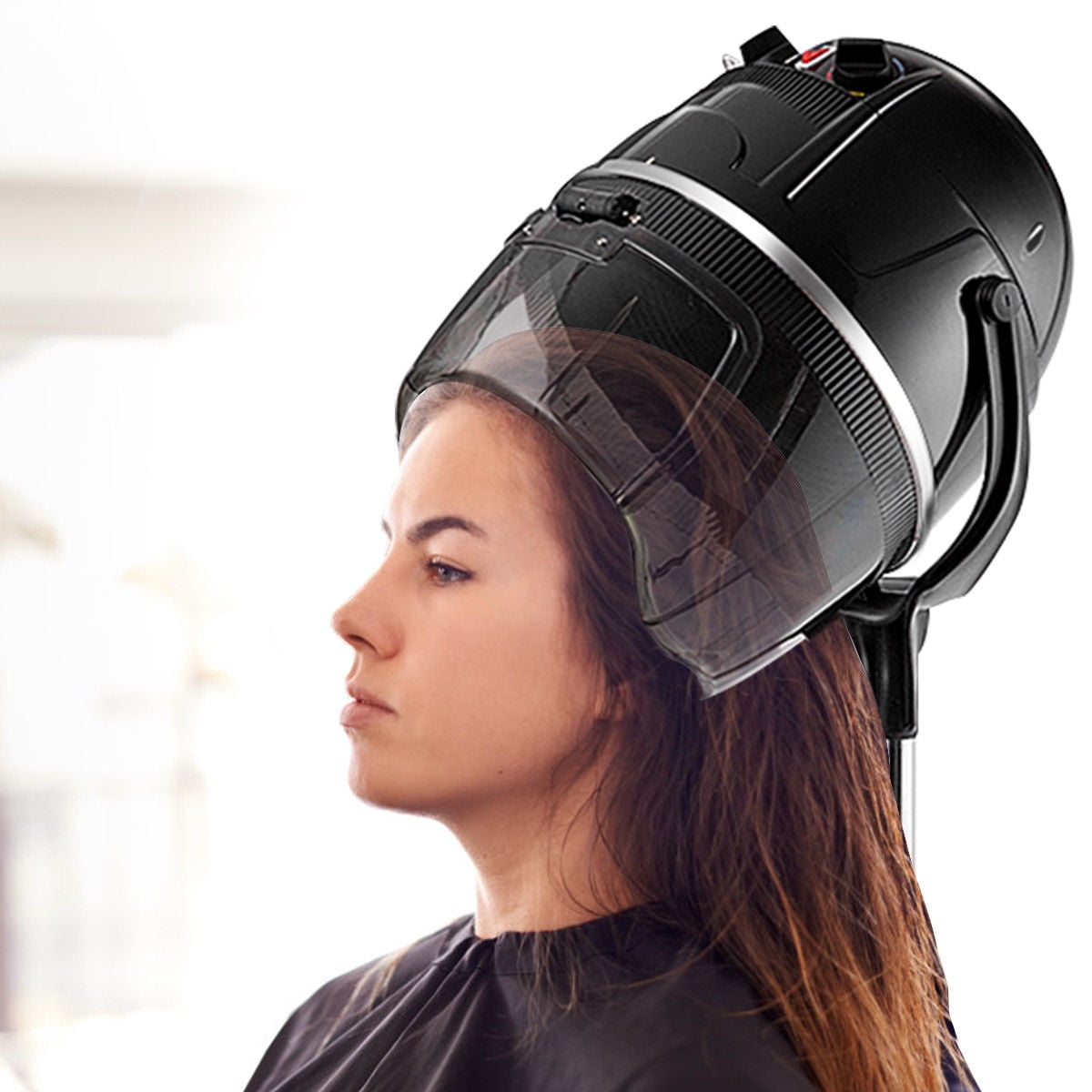 Costway Adjustable Stand Up Hood Floor Hair Bonnet Dryer Rolling Base Salon Wheels Walmart