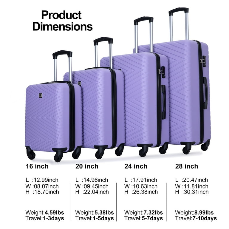 Travelhouse 4 Piece Hardshell Lightweight Luggage Set with TSA