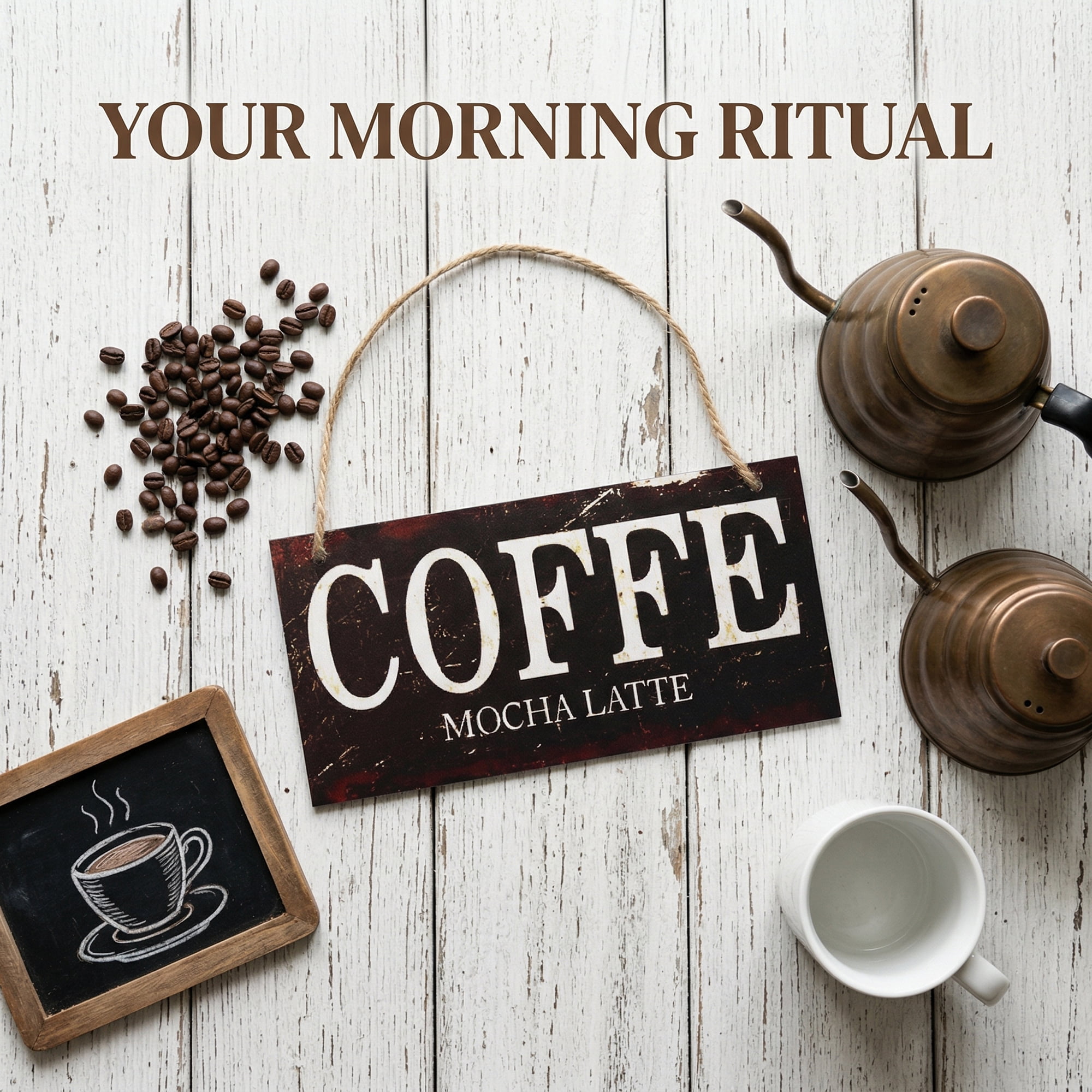Unique Bargains Coffee Bar Sign Station Decor Rustic Wood Hanging Plaque Style K 3.9in