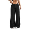 thumbnail image 3 of Women's Low Rise Wide Leg Trousers Solid Color Baggy Dress Pants Dressy Low Waisted Business Casual Work Loose Plain Going Out Pants Trendy Womens Pants 2026 Black S, 3 of 8