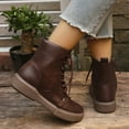 thumbnail image 4 of Tao Tao Women's Combat Booties Mid-Calf Boots Ankle Lace up Military Shoes Brown 38, 4 of 9