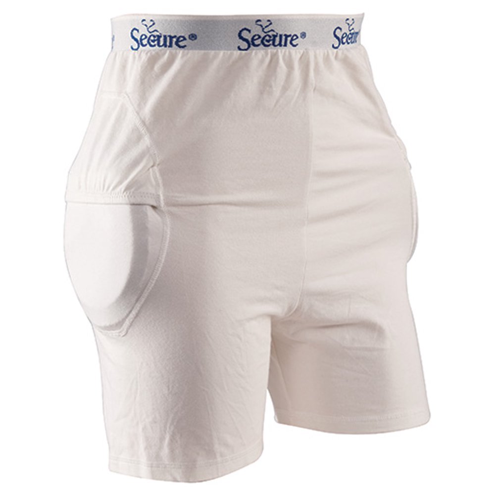 Secure Unisex Soft Hip Protector w/ Removable Hip & Tailbone Pads White Medium