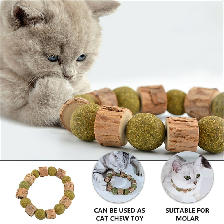 Cat Collar Charms Catnip Necklace Catnip Toys Natural Catnip Chew Wooden Cat Bracelets Funny Cat Hand String Toys Cleaning Tools Molar Toys Chew