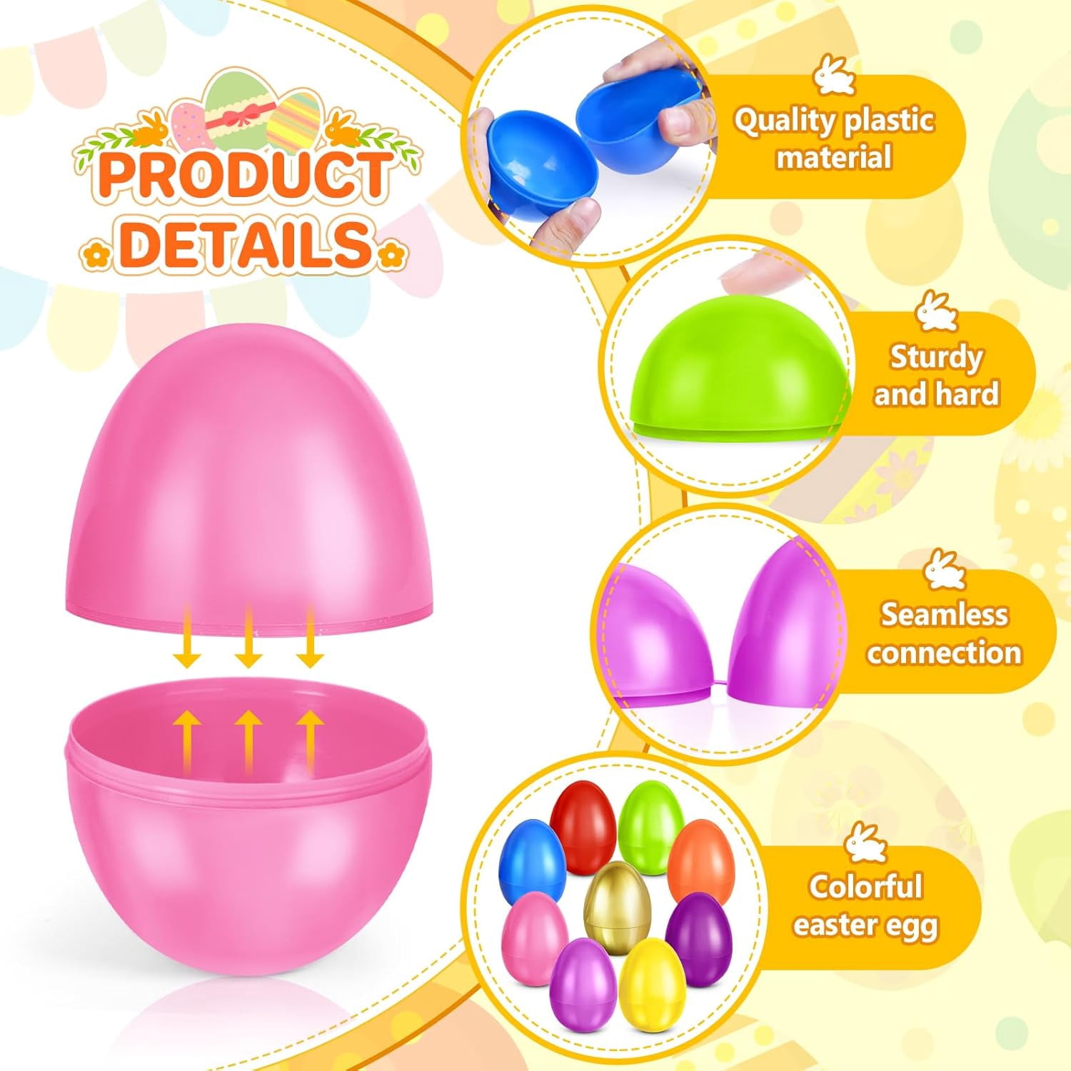 2.3” Unfilled Easter Eggs, 2000 pcs Colorful Egg Plus 24 Golden Egg, Empty Plastic Eggs Fillable with Candy, Treats, Presents for Toy Basket,Easter Decorations, Easter Egg Hunt