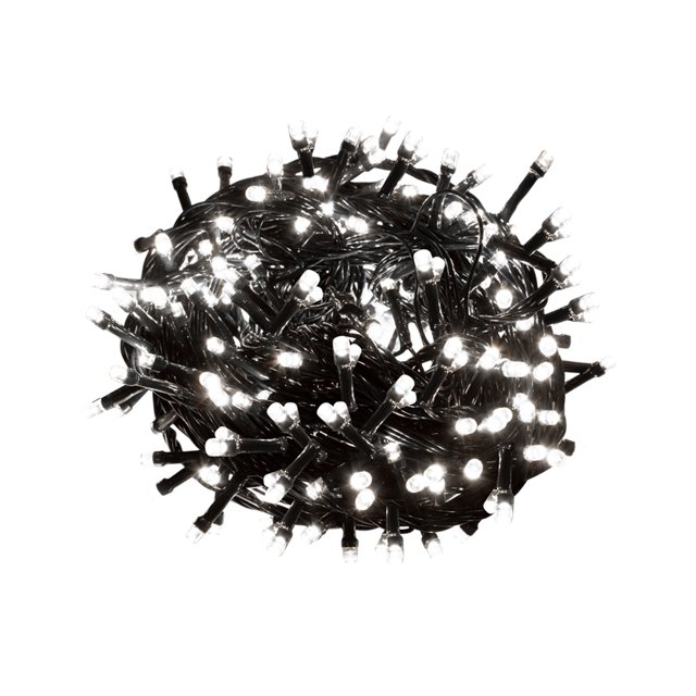 Serie Decorativa La Merced Luz Led Blanca Fría 140 Focos 8 Funciones Cable Verde 6.3 m