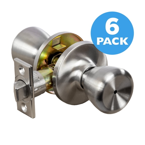 Satin Nickel Privacy Door Knob, 6-Pack
