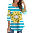 thumbnail image 4 of Birdeem Blouse for Women Womens Round Neck 3/4 Sleeve Button Up Top, 4 of 9