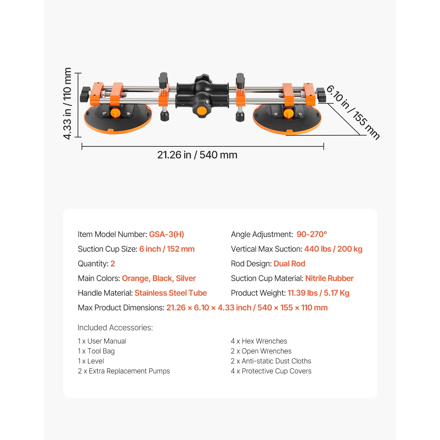 KFFKFF Uninterrupted Seam Setter, Dual Pack Stone Seam Setter with 6-inch Vacuum Grip, Seam Connector for Seam Merging & Balancing, 90°-120° Modifiable, Worktop Installation Instrument