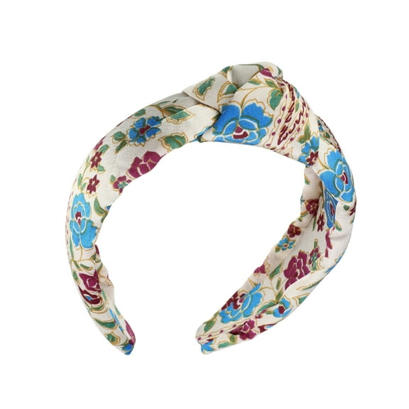Vocoste Floral Pattern Knotted Headband Classic Casual Style Headband for Women Girl Beige 5.20"x2.36"