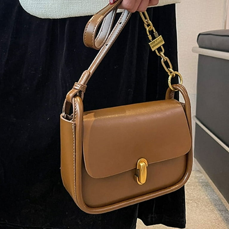 CoCopeaunts Metal Lock Crossbody Bags for Women Quality Leather Shoulder Bag  Small Flap Messenger Bag Ladies Silk Scarf Decoration Handbags 