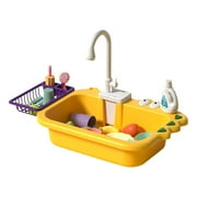 CJiaWei Kids' Pretend Play Kitchen Set With Storage & Dishwashing/Vegetable Washing Accessories Multiple Colors
