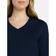 thumbnail image 5 of Time and Tru Women's Slim V-Neck Tee with Long Sleeves, Sizes XS-XXXL, 5 of 6