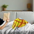 thumbnail image 3 of Yellow Submarine Soft Flannel Fleece Throw Blanket, Illustration of a Bathyscaphe in Cartoon Style Design Print, Cozy Plush for Indoor and Outdoor Use, 70" x 90", Pale Yellow and Orange, by Ambesonne, 3 of 5