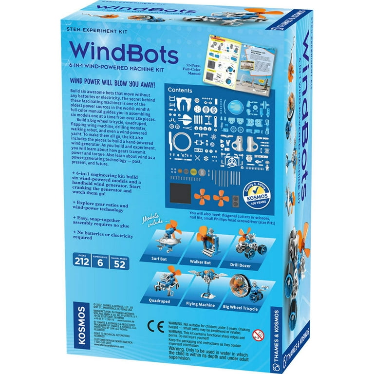 Windbots STEM Easy Build Robotics Project: 6-In-1 Wind-Powered