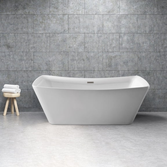 70" Streamline N542BNK Soaking Freestanding Tub and Tray With Internal Drain