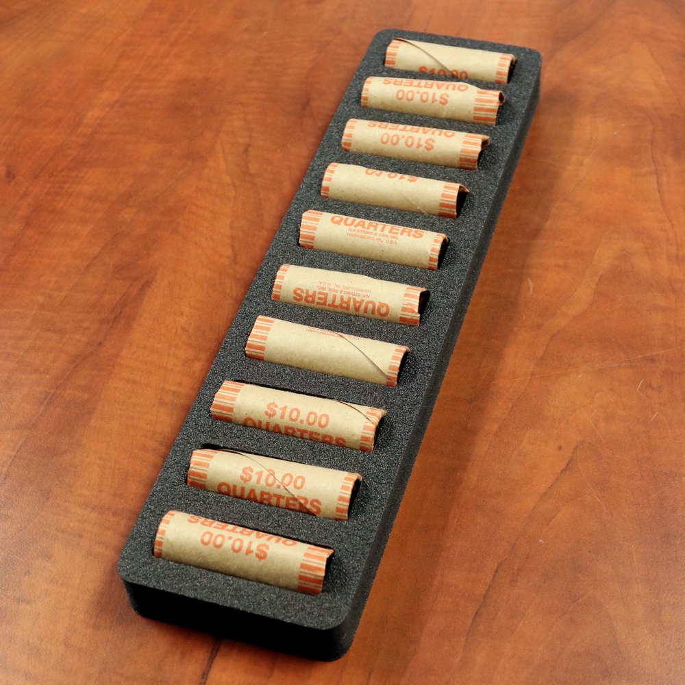 Polar Whale Rolled Coin Storage Organizer Tray Slim Holds Quarters Holder for Office or Home