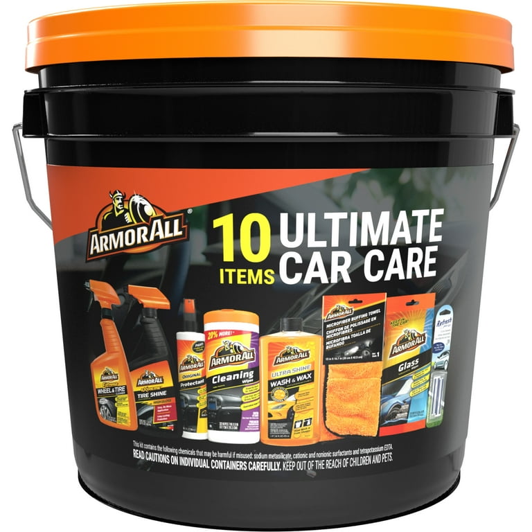 Armor All Car Wash and Car Interior Cleaner Kit, Includes Towel, Tire Foam, Glass Spray, Protectant Spray and Cleaning Spray, Multicolor, 5 Count
