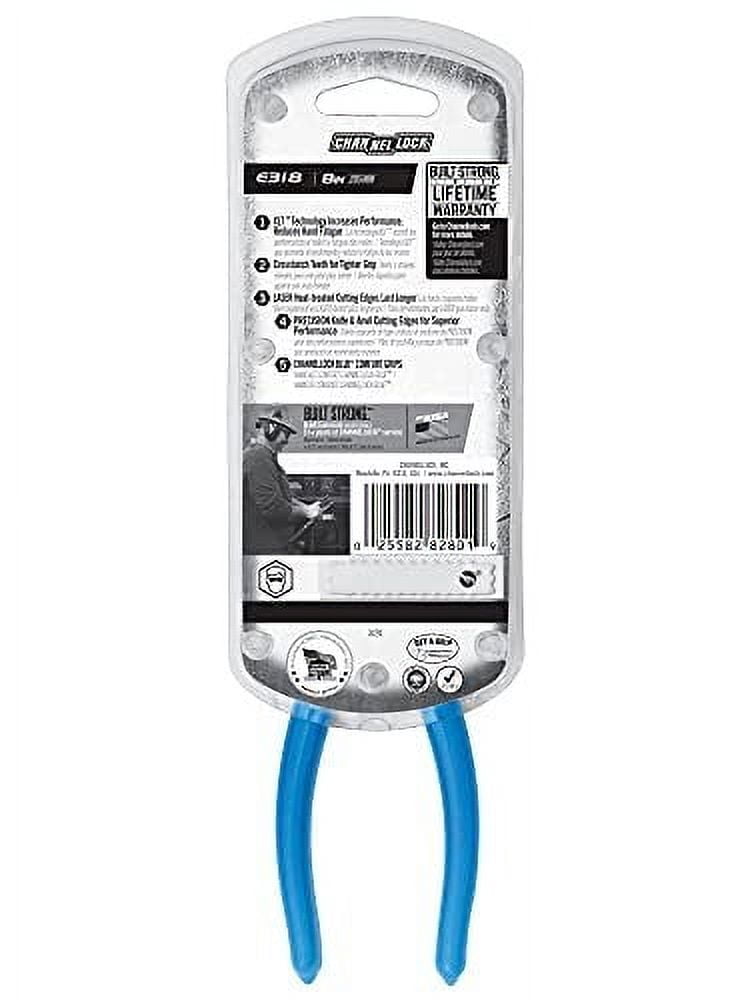 Channellock E318 8-Inch Long Nose Plier, Blue, Stainless, 8-Inch Combination