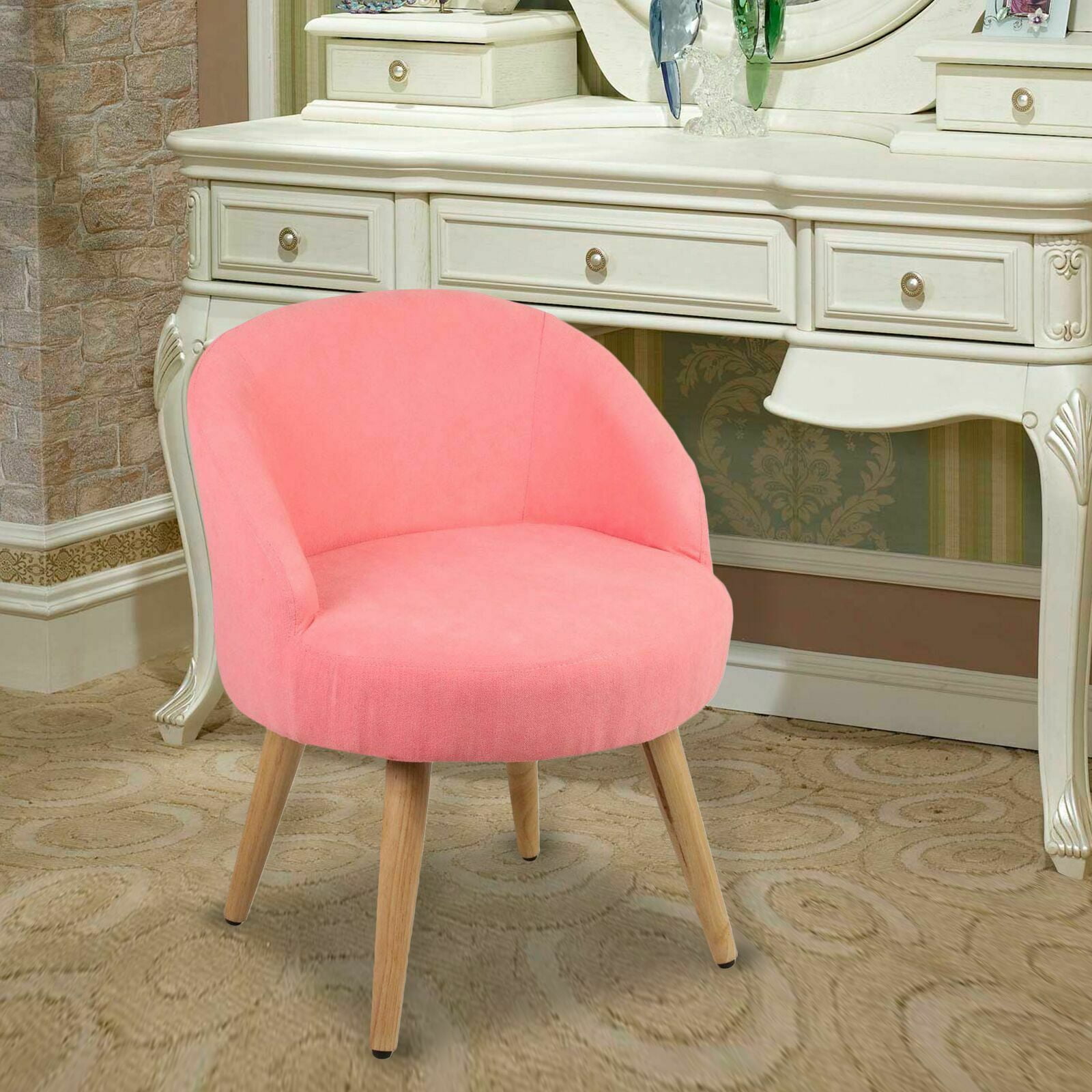 Macaron Upholstered Low Back Dinning Living Room Chairs Makeup Vanity