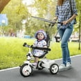 thumbnail image 2 of Qaba 6 in 1 Kids Tricycle with Removable Handlebar and Canopy, White, 2 of 10