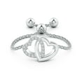 thumbnail image 2 of ANGARA Natural Intertwined Heart Bolo Ring with Diamonds in 14K White Gold for Women (Size-0.9mm| Color-H| Clarity-SI2) | April Birthstone, Anniversary, Jewelry Gift for Women | Natural Diamond Ring, 2 of 8