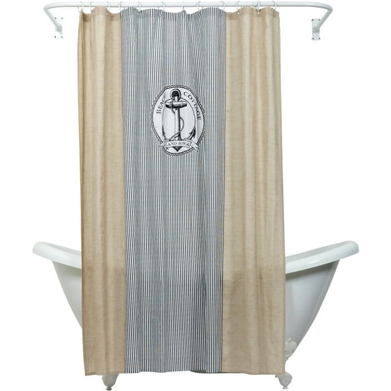 Zenna Home India Ink Beach Cottage Shower Curtain Nautical Zenna Home India Ink Beach Cottage Shower Curtain Nautical