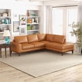 thumbnail image 4 of Allestar Living Room L-Shaped Tufted Leather Tan Right-Facing Sectional Sofa, 4 of 7