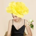 thumbnail image 2 of UJNDER Elegant Women's Headband With Flower for Tea Parties and Weddings Featuring Mesh and Feathers Yellow, 2 of 5