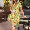 thumbnail image 3 of Haiem Floral Strawberr Pattern Women's Short-Sleeve Scoop Neck Swing Dress, 3 of 6