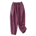 thumbnail image 1 of Birdeem Womens Solid Elastic Embroidered Cotton Hemp Capris, 1 of 3
