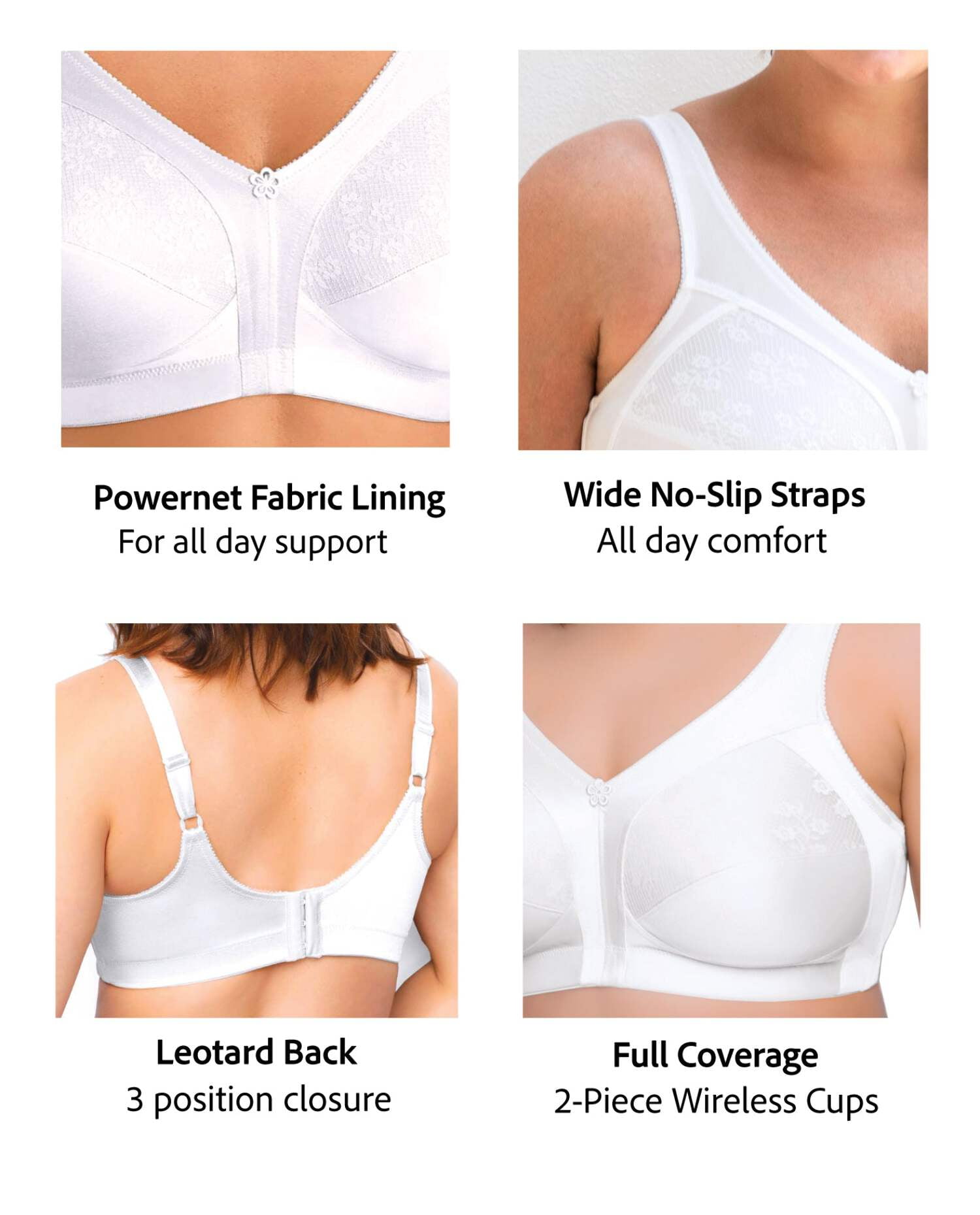 Exquisite Form 5100548 Fully® Slimming Wireless Full-Coverage Bra with Back Closure  Lace