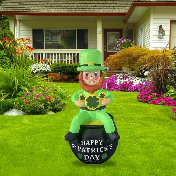 AZXY 5.9ft St Patricks Day Decorations,St Patricks Day Inflatables,Led Lighted Inflatable Characters Irish Decor,Delighted Irish Shamrock Decoration for Outdoor Yard Patio Garden Party Supplies