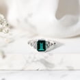 thumbnail image 4 of Rosec Jewels Created Emerald Solitaire Ring with Diamond for Women - Celtic Knot Ring (6X8 mm), 925 Sterling Silver, US 4.00, 4 of 8