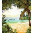 thumbnail image 3 of Ocean Duvet Cover Set, Palm Coconut Trees and Ocean Waves Mountains on Paradise Island Beach Image, Decorative 3 Piece Bedding Set with 2 Pillow Shams, Calking Size, Green Brown Cream, by Ambesonne, 3 of 3