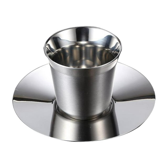 DOLITY Tasse à Café en Acier Inoxydable Portable Isolée pour Voyage Maison Bureau avec Assiette