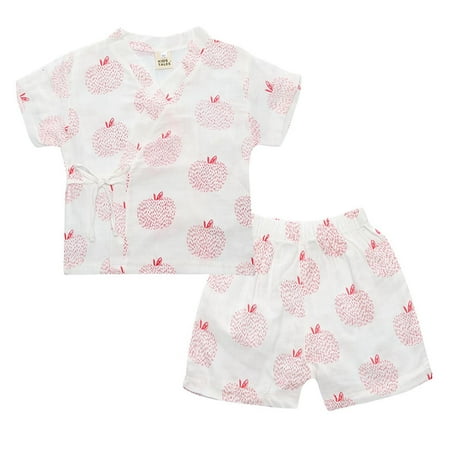 

Fesfesfes Children s Pajamas Summer Short Sleeve Housewear Boys Girls Suit Baby 2pcs Set
