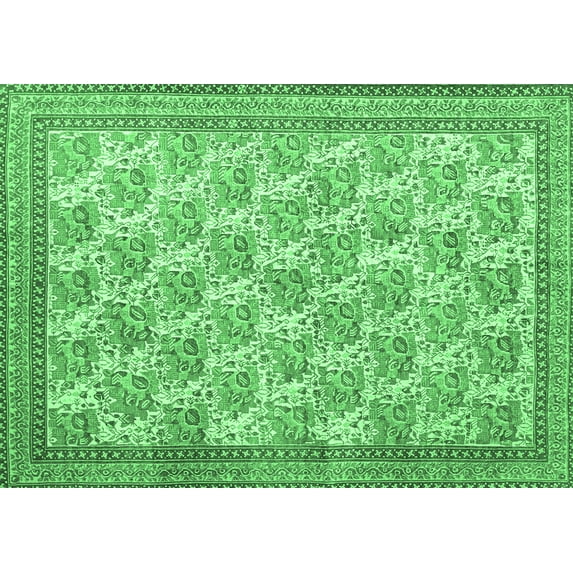 Ahgly Company Indoor Rectangle Persian Emerald Green Traditional Area Rugs, 2' x 5'
