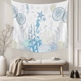 thumbnail image 5 of Coastal Blue Tapestry for Bedroom Wall Hanging Tapestry, Ocean Coral Starfish Jellyfish Seahorse Ceiling Backdrop Tapestries Poster Blanket Wall Decor for Teens Room Living Room Dorm 59" x 90", 5 of 8
