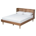 thumbnail image 4 of Baxton Studio Rina Mid-Century Modern Ash Walnut Finished Wood 3-Piece Queen Size Bedroom Set with Synthetic Rattan, 4 of 7