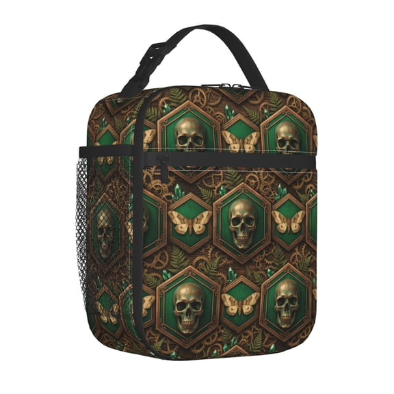 Butterfly Skull Lunch Box For Women Men Insulated Gothic Purple Butterfly Lunch Bag Reusable Large Containers Cooler Lunch Tote Bag For Office Work Picnic Hiking