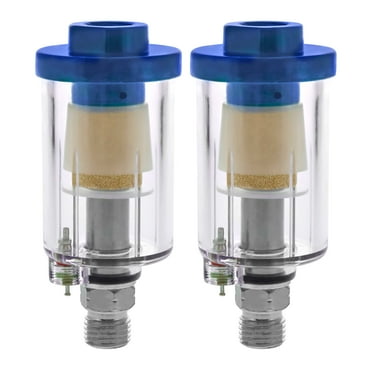 TCP Global Mini In-Line Air Filter, Oil and Water Separator (Pack of 2) - Drain Valve, Water Trap, Air Dryer, Removes Moisture, Dirt - Use on Compressor Air Line Hose, Air Tools, Spray Guns