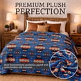 thumbnail image 6 of Sacred Thread Fleece Blanket South Western, Reversible Mexican, Vibrant Aztec Blankets and Throws for Aztec Decor for Home (Blue Flannel / Sherpa) (Queen (79''x95''), 6 of 9