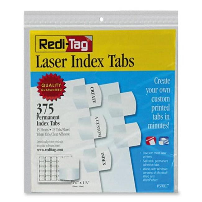 Identity Group Holdings 39017 Redi-Tag Laser Printable Index Tabs,  Permanent Adhesive, White