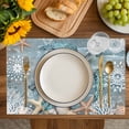 thumbnail image 4 of Blue Turtle Coastal Placemats Set of 6, Summer Beach Ocean Starfish Coral Placemats for Dining Table, Place Mats for Kitchen Tabletop, Waterproof Wipeable Dining Table Mats Set, 4 of 9