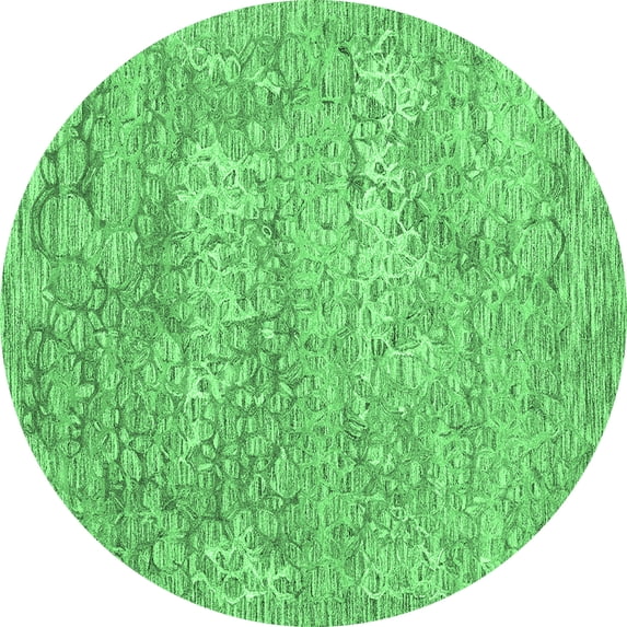 Ahgly Company Indoor Round Abstract Emerald Green Contemporary Area Rugs, 5' Round